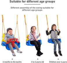 Baybee 3 in 1 Adjustable Baby Swing Chair for Kids with High Backrest, Rope & Safety Support