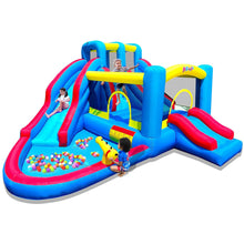 Inflatable Bounce House, Blow Up Bouncy House Include Slide, Outdoor Backyard Water Park with Air Blower, Splash Pool, Water Cannon, Climbing Wall, Bounce Water Prak for Kids