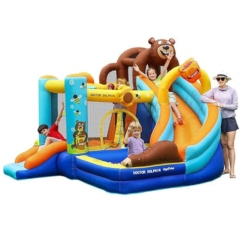 Inflatable Bounce House for Kids Fun, Double Slide Jumping Inflatable Bouncer Blow Up Toddler Bouncy House with Blower Use for Indoor & Outdoor