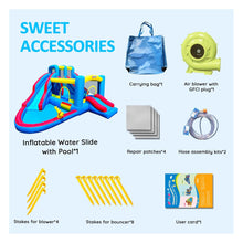 Inflatable Bounce House, Blow Up Bouncy House Include Slide, Outdoor Backyard Water Park with Air Blower, Splash Pool, Water Cannon, Climbing Wall, Bounce Water Prak for Kids