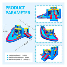 Inflatable Bounce House, Blow Up Bouncy House Include Slide, Outdoor Backyard Water Park with Air Blower, Splash Pool, Water Cannon, Climbing Wall, Bounce Water Prak for Kids