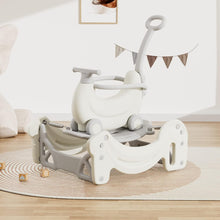 BanaSuper 5-in-1 Kids Rocking Horse Grey Multifunctional Ride-on Toy for Toddlers Trampoline Push Walker Scooter Balance Board Indoor and Outdoor Play Gym Gift for Boys and Girls