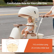Kid's Rocking Pushchair/Ride-On Parent Push Car with Canopy, Music, Adjustable Handle, and Safety Features for Ages 12-60 Months Cream White with Olive Brown Accents
