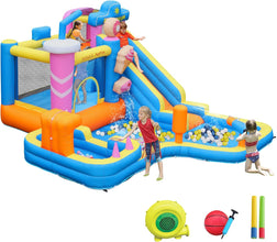 Inflatable Bounce House for Kids 2-15 with Double Slide Ice Cream Theme