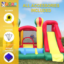 Inflatable Bounce water House with Slide for Kids - Backyard Inflatable Obstacle Course Bouncy House - Circus Balloon Bouncer Complete Setup Includes: Blower, Ground Stakes, Ball Pit Balls, and Storage Bag