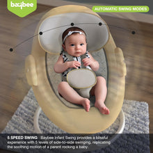 BAYBEE Lullabies Automatic Electric Baby Swing Cradle for Baby with Adjustable Swing Speed, Recline, Remote | Baby Rocker with Mosquito Net, Safety Belt, Music, & Toys | Swing for Baby (Yellow)