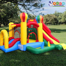 Inflatable Bounce water House with Slide for Kids - Backyard Inflatable Obstacle Course Bouncy House - Circus Balloon Bouncer Complete Setup Includes: Blower, Ground Stakes, Ball Pit Balls, and Storage Bag