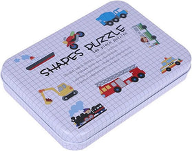 Wooden 2 pc shape puzzle with steel box Vehicles - EKT2688