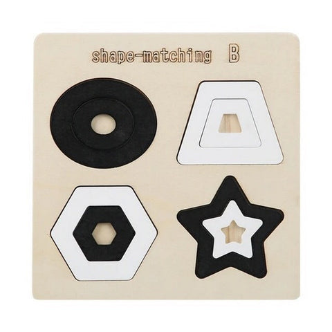 Wooden Shape Board Design B Black And White - EKT3007