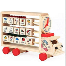 3-in-1 Wooden Learning Vehicle | Abacus, Time-Telling & English Words