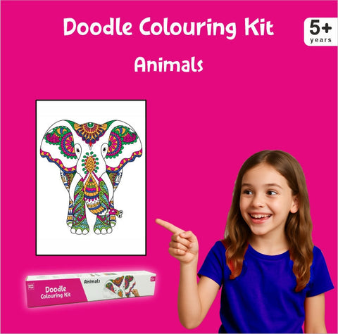 Doodle Coloring Kit - 4 *A3 Size Posters - Animals - EKT3713
