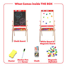 3-in-1 Wooden Easel Board for Kids | Black Surface, White Panel, Chalk Writing Display - EKT3824